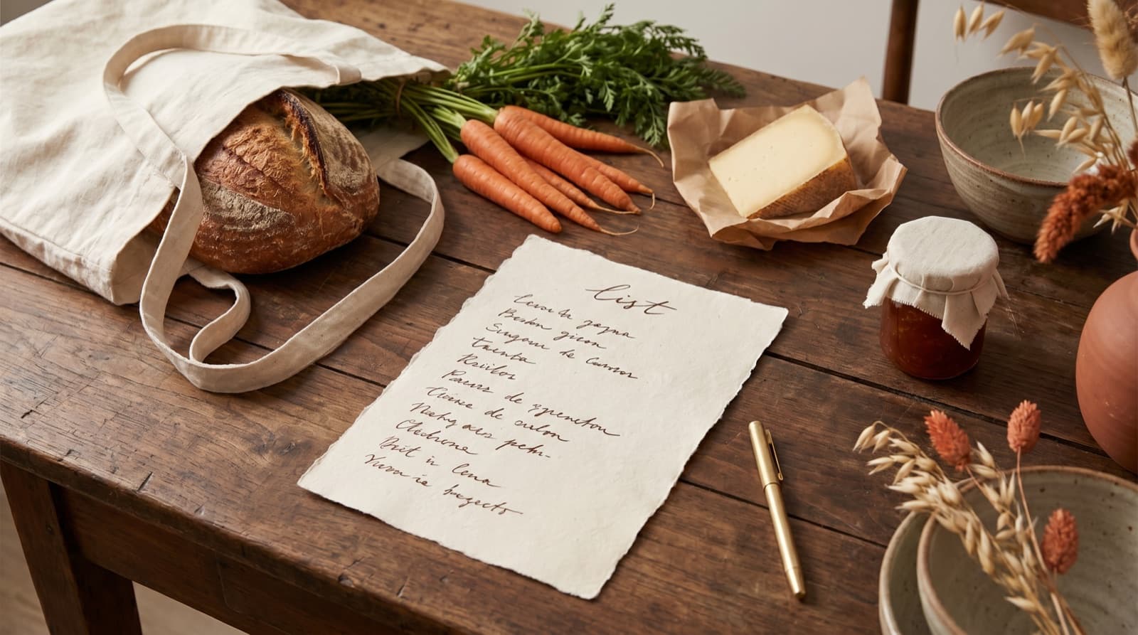 A grocery shop organised by store section — produce, dry goods, chilled and frozen — so the list follows one clean loop instead of zig-zagging across aisles